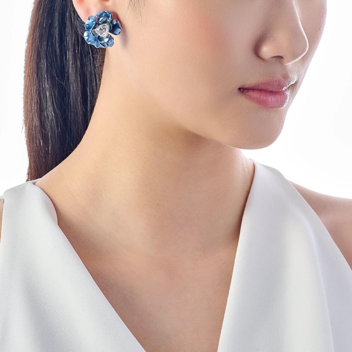 Baby Blue Rose Studs